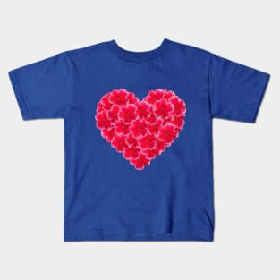 Red Flower Heart Made of Pink (Dianthus Pumarius) Blooms Kids T-Shirt